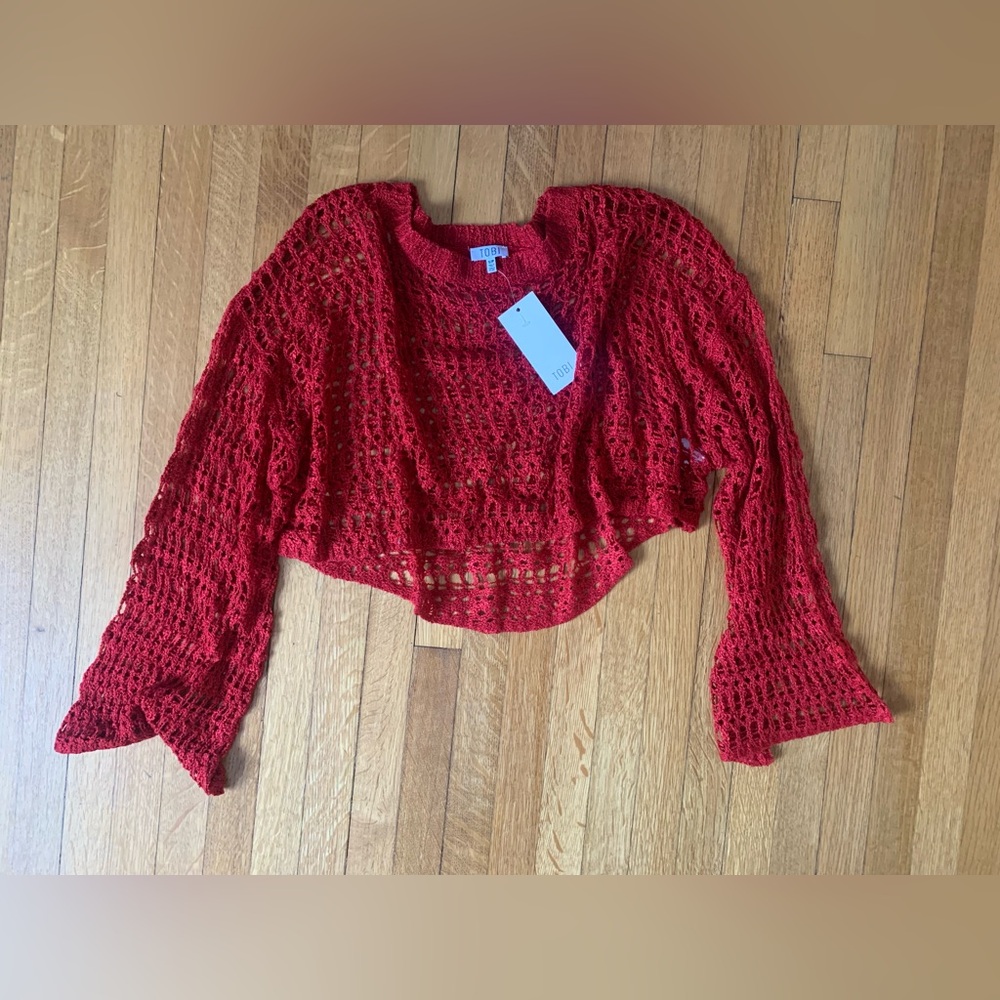 NWT TOBI CROCHET KNIT CROP TOP
